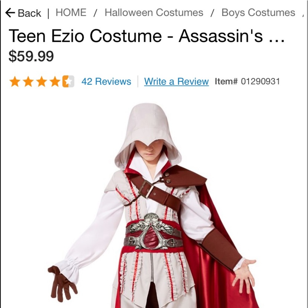 Halloween Costume Assassins Creed Teen